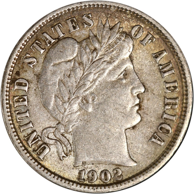 1902 Philadelphia Silver Barber Dime United States Circulated Coin (1 of 2)