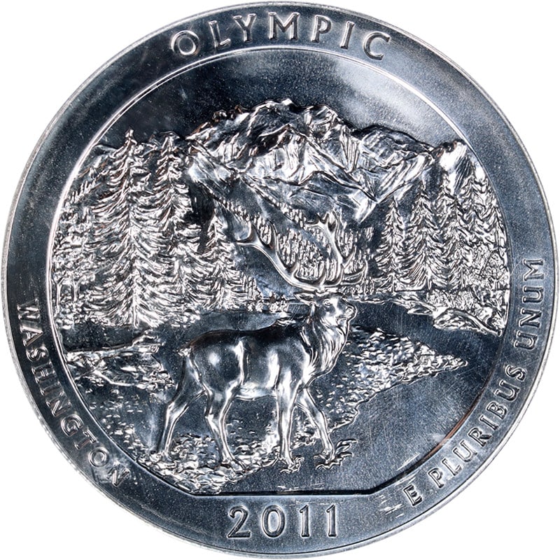 2011 National Park ATB Silver 5oz Coin PCGS MS69 DMPL First Strike: 2011 National Park ATB Silver 5oz Coin PCGS MS69 DMPL First Strike This 2011 Olympics National Park ATB coin is composed of 5 ounces of .999 fine silver. It is certified by PCGS as MS69 Deep Mirror Pr