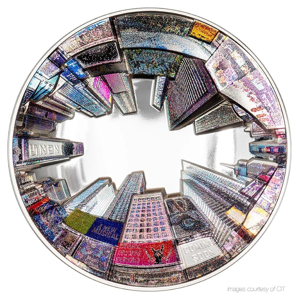 2025 $20 Cook Islands 3oz Ultra High Relief Silver Coin with Box and COA: 2025 $20 Cook Islands 3oz Ultra High Relief Silver Coin with Box and COA This 2025 $20 Cook Islands coin is crafted from 3 oz of silver and features an ultra high relief design capturing Times Square,