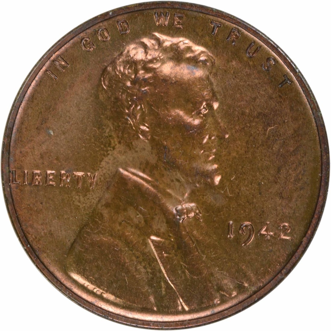 1942 Lincoln Wheat Cent Choice Proof Uncertified Copper Coin (1 of 2)