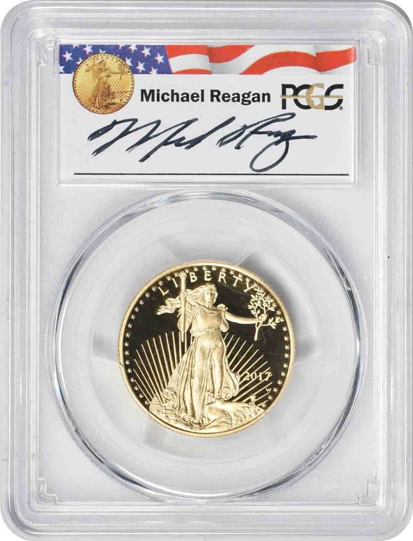 2017-W $25 American Gold Eagle PR70DCAM Reagan Legacy Series PCGS Certified: 2017-W $25 American Gold Eagle PR70DCAM Reagan Legacy Series PCGS Certified This stunning 2017-W $25 American Gold Eagle from the Reagan Legacy Series features a perfect PR70DCAM grade, certified by P