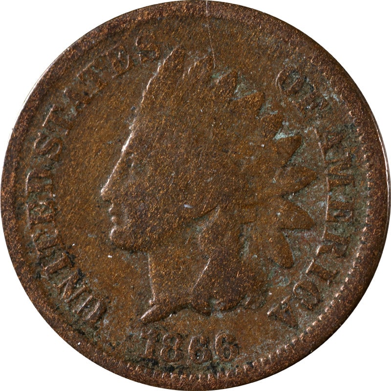 Copper Indian Head Cent 1866 United States Circulated Coin (1 of 2)