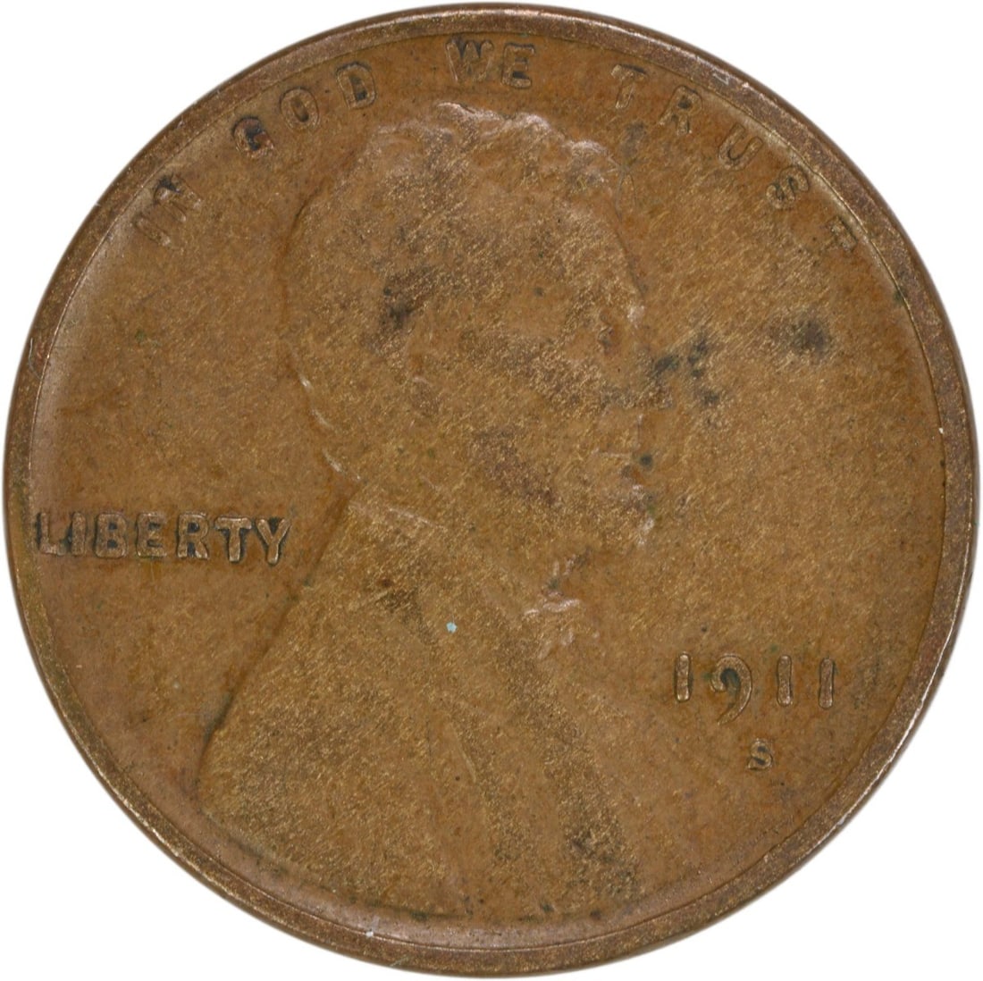 1911-S Lincoln Wheat Cent Choice VF Uncertified Copper Coin (1 of 2)