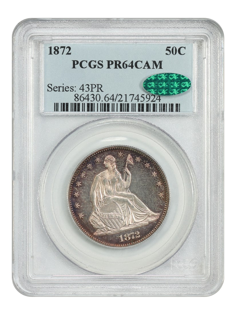 Proof 1872 Liberty Seated Half Dollar PCGS PR64CAM CAC Certified (1 of 4)