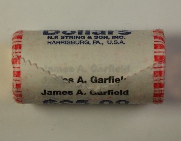 Roll of 25 Uncirculated 2011 James Garfield Presidential Dollars in Original Wrap: Roll of 25 Uncirculated 2011 James Garfield Presidential Dollars in Original Wrap This is a roll of 25 un-used 2011 James A. Garfield Presidential $1 coins from the United States. The coins are ungrad