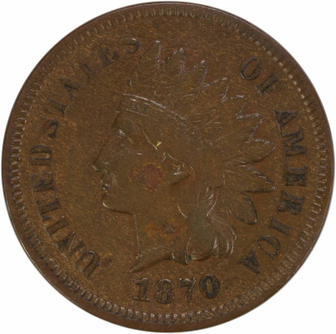 1870 Indian Head Cent EF Circulated 90a Philadelphia Mint: 1870 Indian Head Cent EF Circulated 90a Philadelphia Mint This 1870 Indian Cent features a striking design by James Barton Longacre and is classified as an Extra Fine (EF) grade coin. Minted in Philad