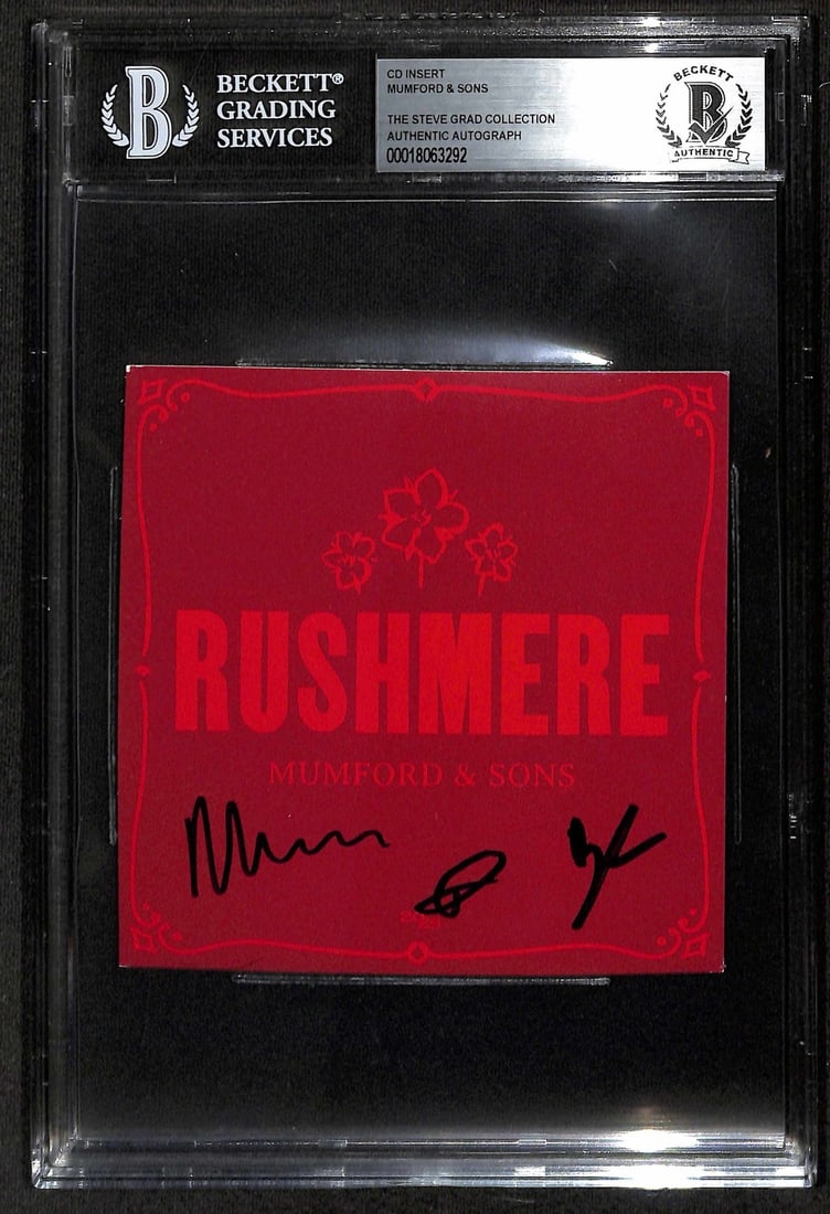 Mumford & Sons Rushmere CD Insert Signed by Band Beckett Authenticated: Mumford & Sons Rushmere CD Insert Signed by Band Beckett Authenticated This ultra-rare signed CD insert from Mumford & Sons' 2023 limited release "Rushmere" is a must-have for any fan or collector. Fe