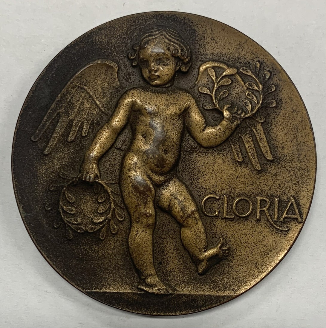 1933 Gloria Bronze Medal by C P Jennewein 7th Issue Society of Medalists 3 Inch: 1933 Gloria Bronze Medal by C P Jennewein 7th Issue Society of Medalists 3 Inch This is a Society of Medalists 7th Issue "Gloria" bronze medal from 1933, designed by C. P. Jennewein. It is composed of