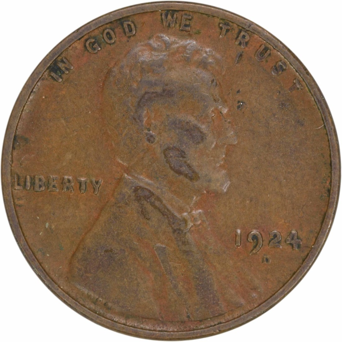 1924-D Lincoln Wheat Cent VF Uncertified Copper Coin (1 of 2)