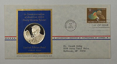 1973 Silver Commemorative Medal Honoring Henry O. Tanner Painter: 1973 Silver Commemorative Medal Honoring Henry O. Tanner Painter This 1973 Postmasters of America commemorative silver medal was struck by the Franklin Mint to honor the American painter Henry O. Tann