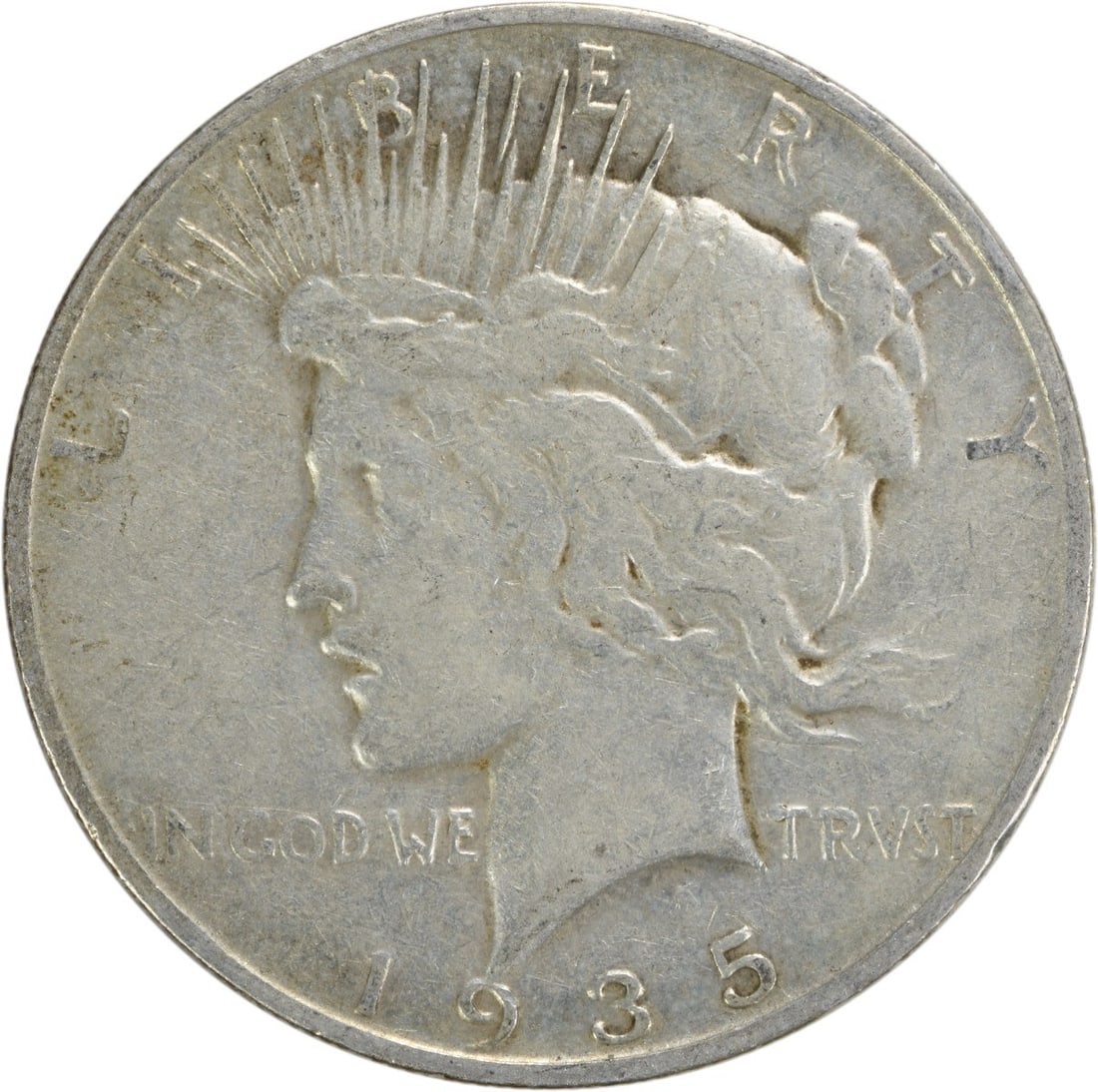1935-S Peace Silver Dollar $1 by Anthony de Francisci VF Uncertified: 1935-S Peace Silver Dollar $1 by Anthony de Francisci VF Uncertified This 1935-S Peace Silver Dollar features a stunning design by Anthony de Francisci, representing a symbol of peace. The coin is cla