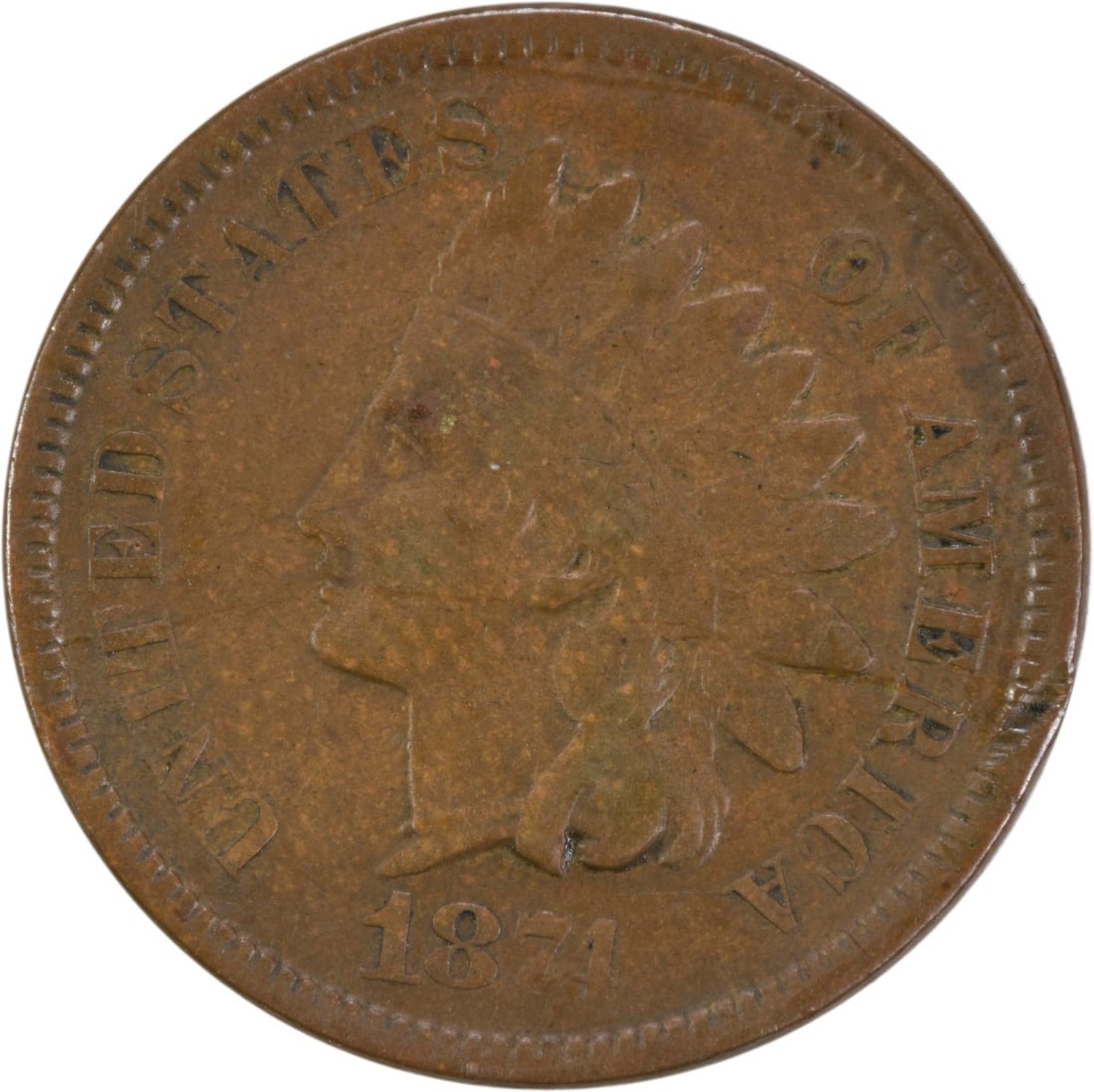 1874 Indian Head Cent F Grade Uncertified Coin Philadelphia (1 of 2)