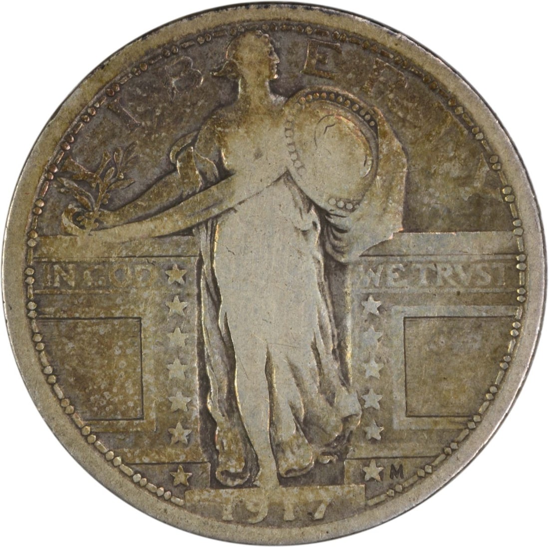 1917 Standing Liberty Silver Quarter 25C F Uncertified: 1917 Standing Liberty Silver Quarter 25C F Uncertified This 1917 Standing Liberty Silver Quarter is a notable collectible from the United States, showcasing the artistry of designer Hermon A. Mac Neil