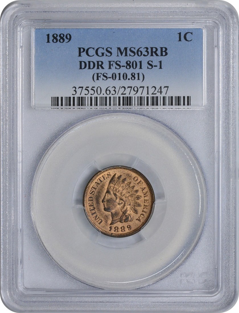 1889 Indian Head Cent MS63RB PCGS Copper Coin (1 of 3)