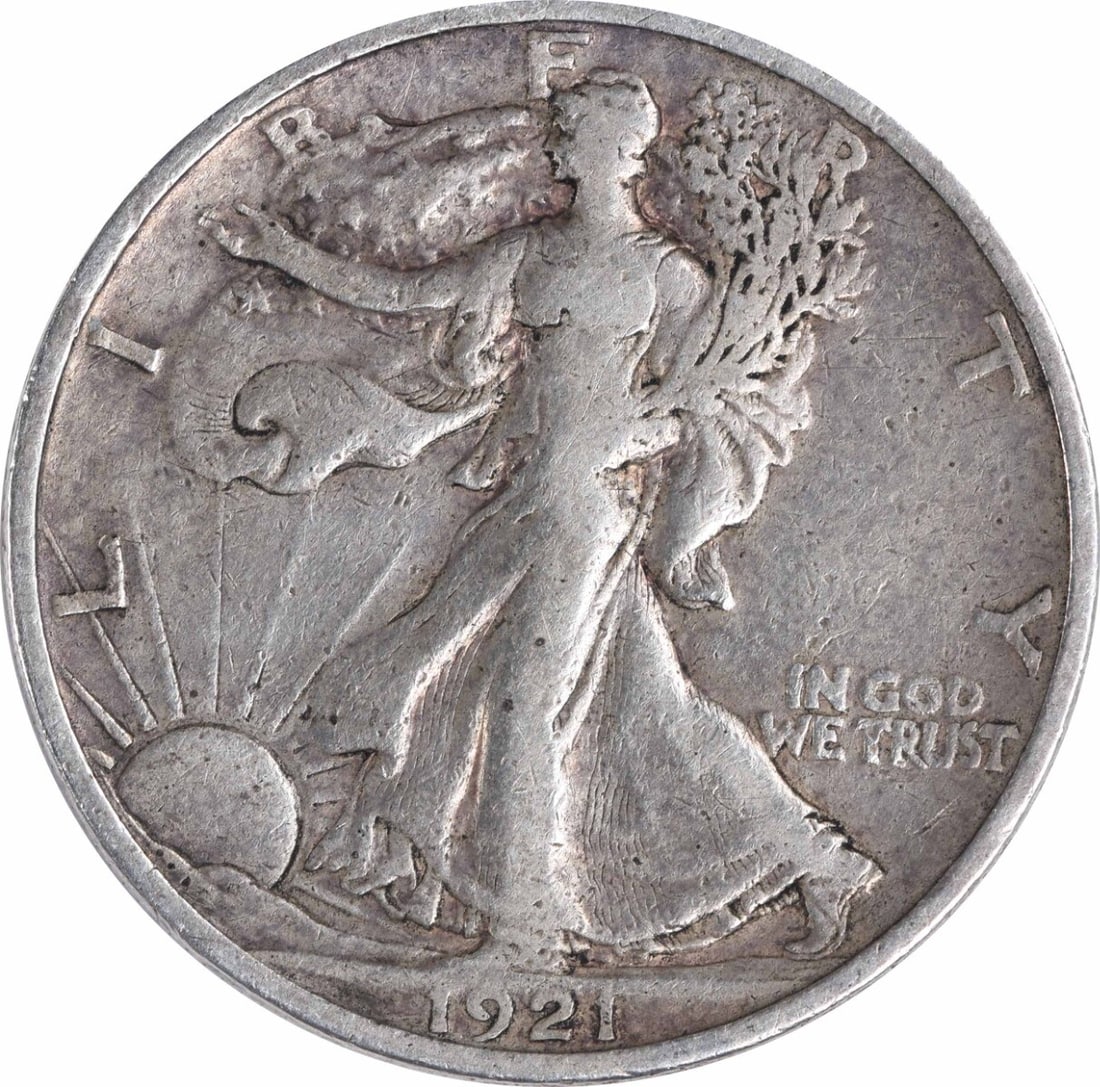 1921-S Walking Liberty Half Dollar VF Uncertified 90% Silver Coin (1 of 2)