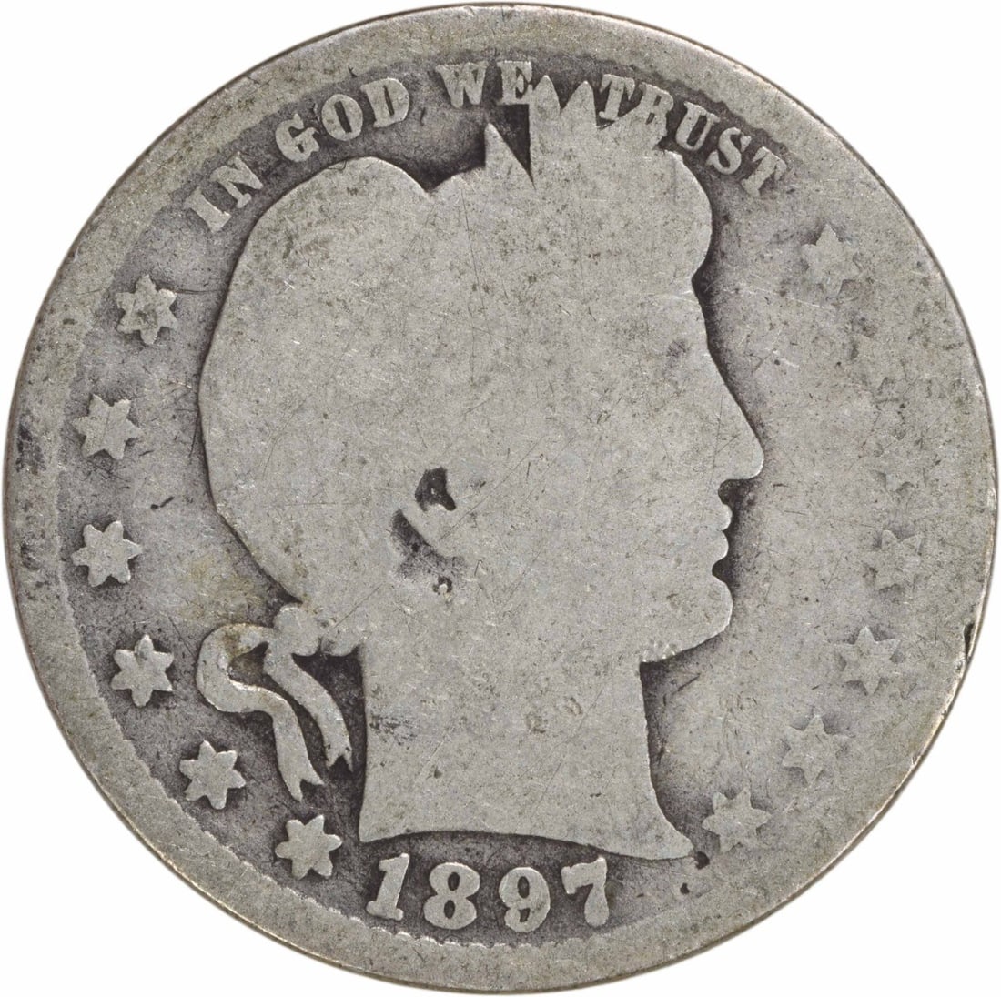 1897-O Barber Silver Quarter 25C G Uncertified Coin (1 of 2)