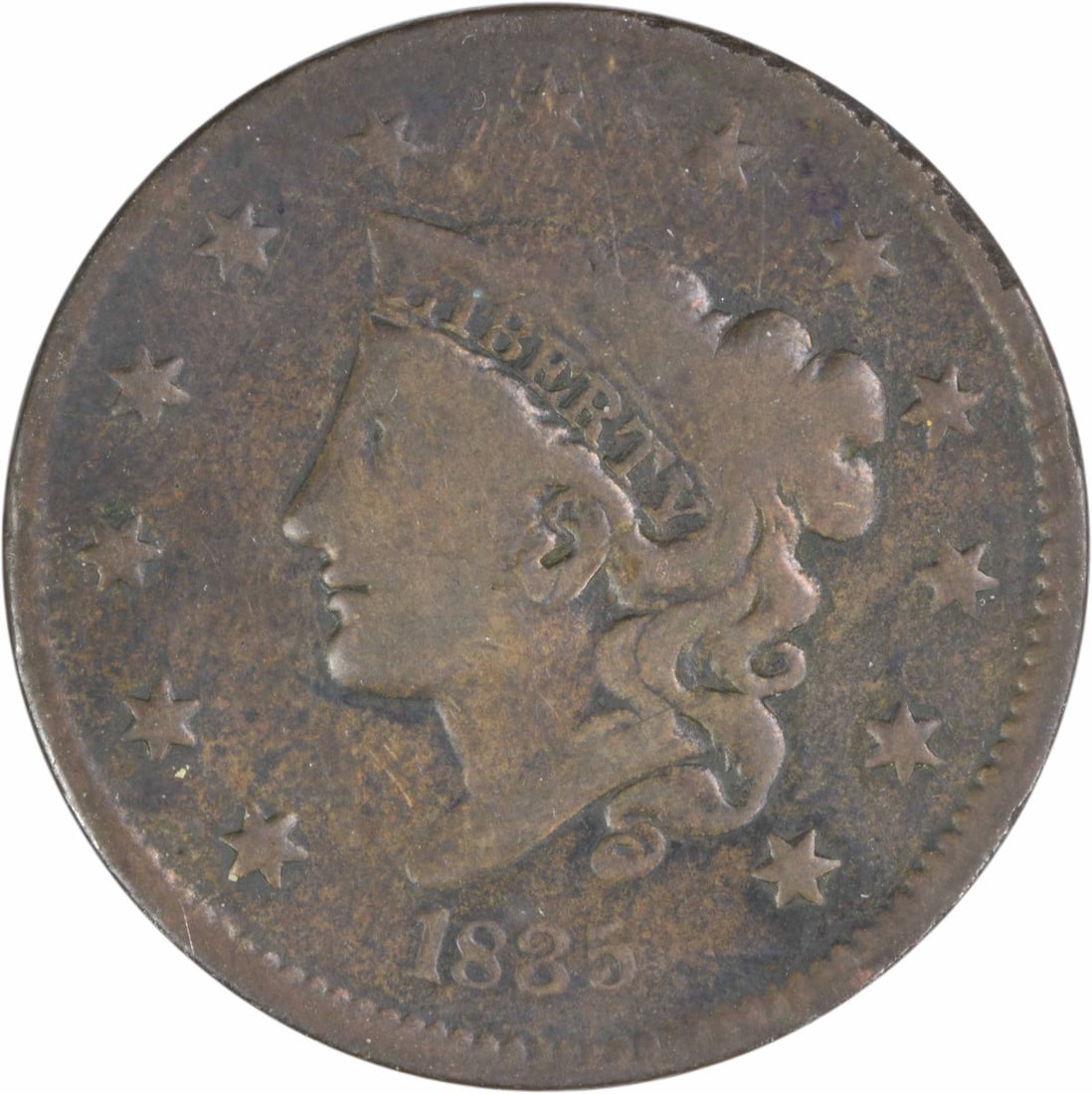 1835 Coronet Head Large Cent Copper Coin VG Grade Uncertified (1 of 2)