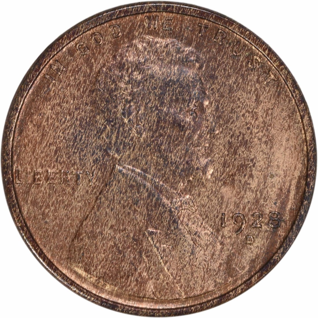 1928-D Lincoln Wheat Cent Choice BU Uncertified Copper Coin (1 of 2)