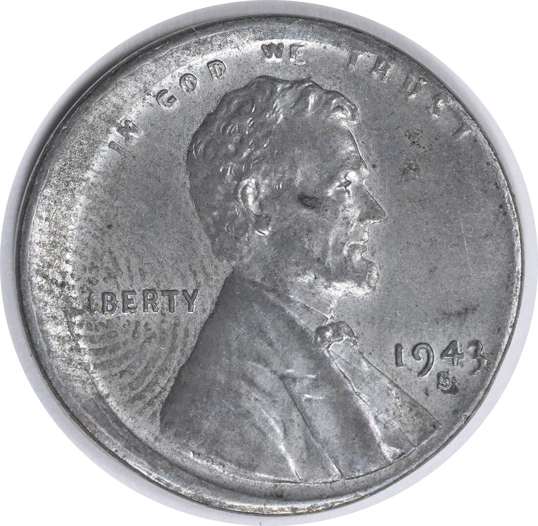 1943-S Lincoln Cent Steel 5% Off Center AU Uncertified Coin (1 of 2)