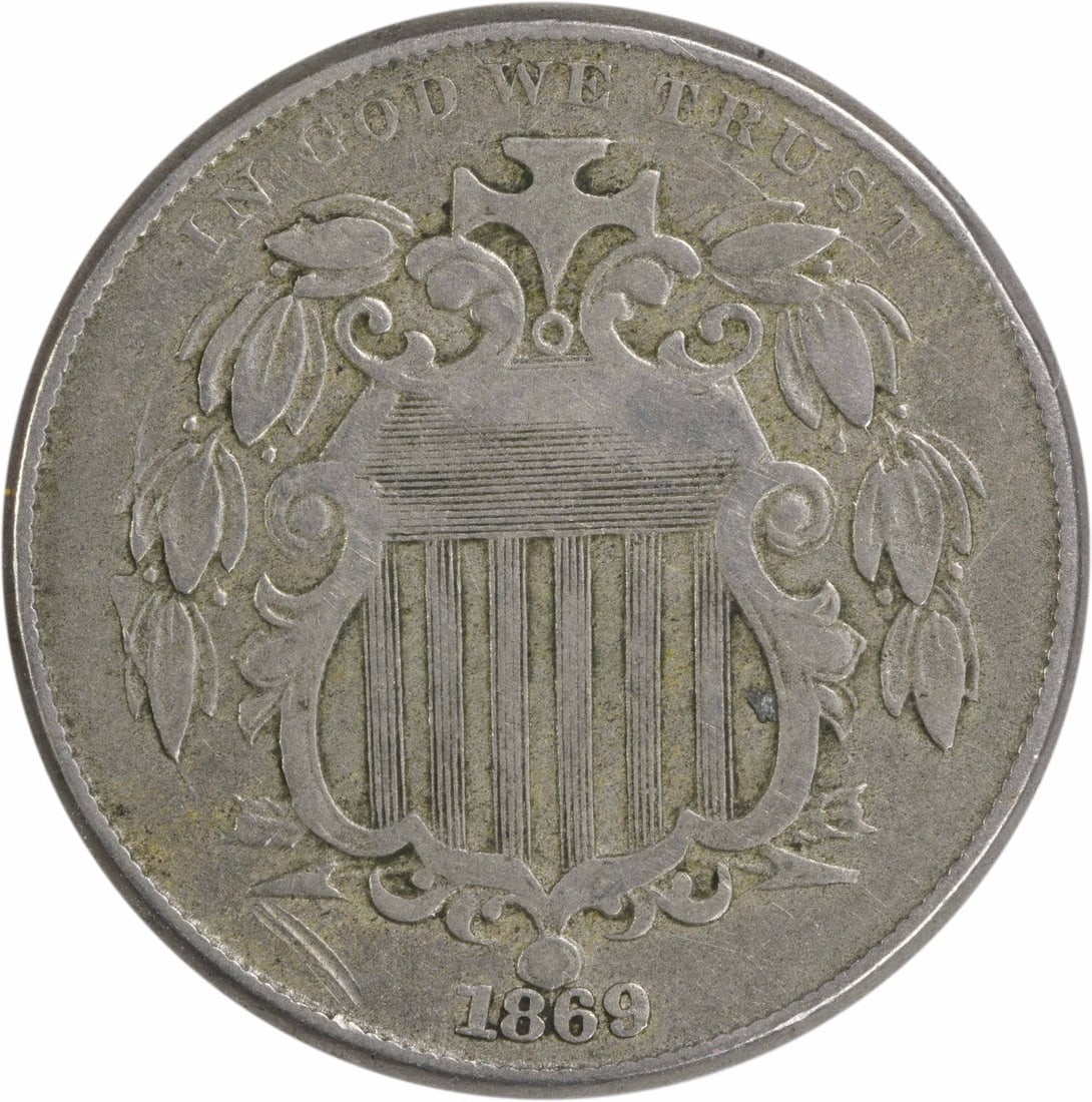 1869 Shield Nickel VF Uncertified 5C Coin Philadelphia (1 of 2)