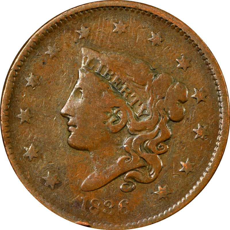 1836 United States Copper Large Cent Coin (1 of 2)