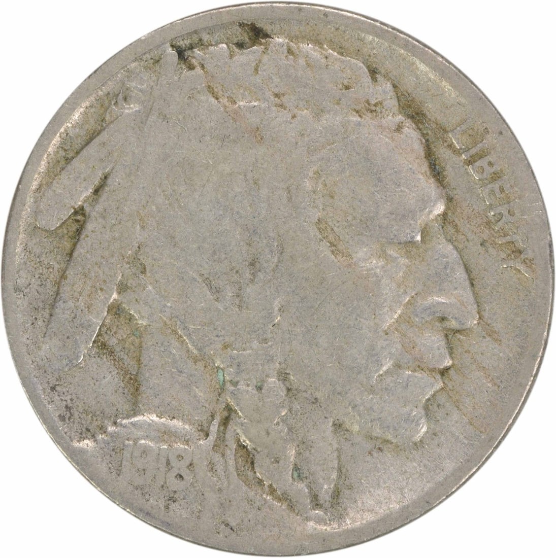 1918-D Buffalo Nickel 5C Circulated Uncertified Coin (1 of 2)