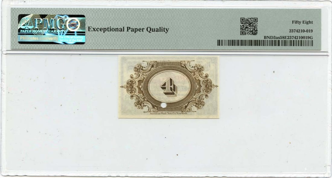 PMG AU58 Specimen 1882 $3 Hawaiian Government Bond Coupon - 2