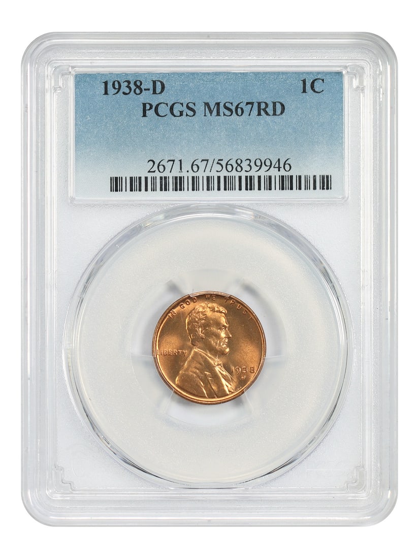 PCGS MS67RD 1938-D Lincoln Wheat Cent Uncirculated 1C (1 of 4)