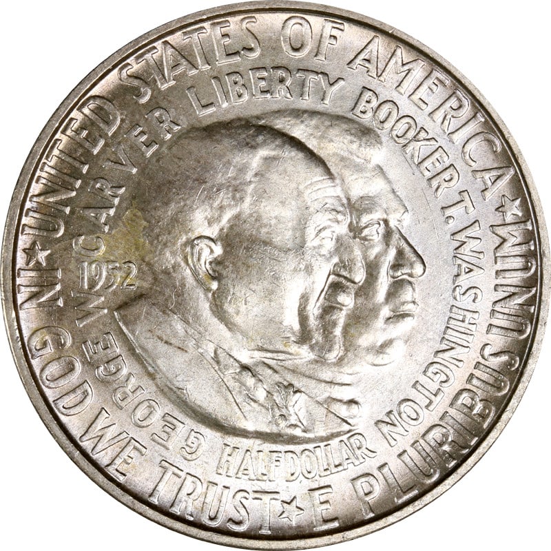 1952 Denver Silver Washington-Carver Commemorative Half Dollar Coin (1 of 2)