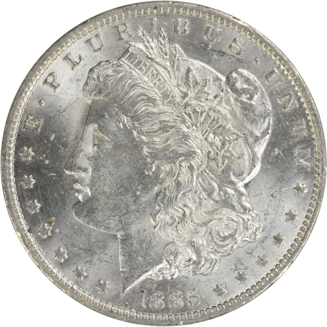 1885-O Morgan Silver Dollar BU Uncertified Silver Coin: 1885-O Morgan Silver Dollar BU Uncertified Silver Coin This 1885-O Morgan Silver Dollar is a stunning example of U.S. coinage, showcasing its uncirculated condition. Struck in silver, this coin featur