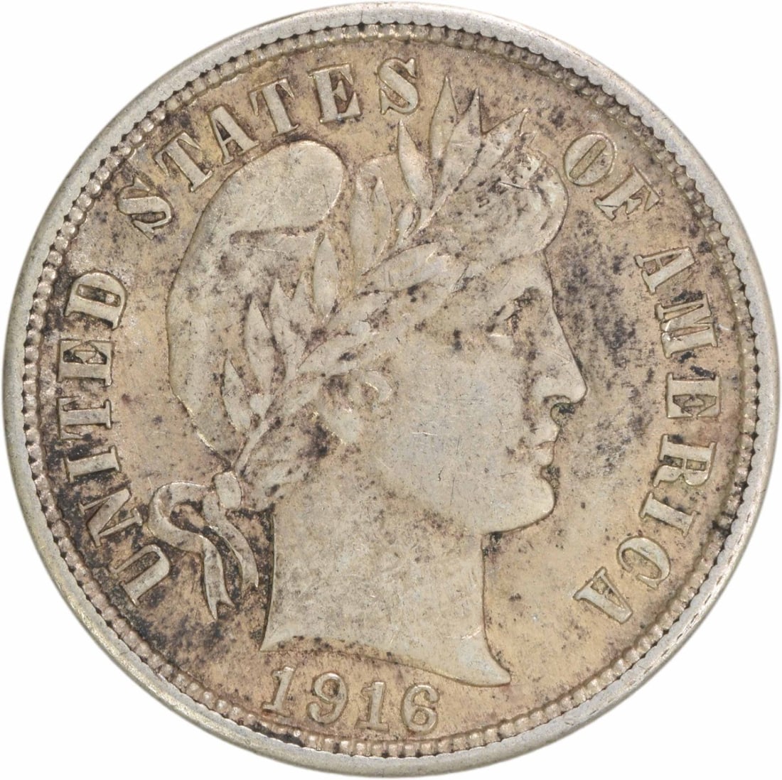 1916 Barber Silver Dime AU Uncertified 90% Silver 10C: 1916 Barber Silver Dime AU Uncertified 90% Silver 10C This 1916 Barber Silver Dime is a remarkable piece of American numismatic history. Struck at the Philadelphia mint, this coin features the classic