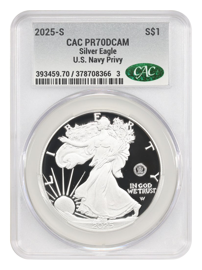 2025 Navy Privy Silver Eagle Dollar PR70DCAM CACG Certified San Francisco (1 of 4)