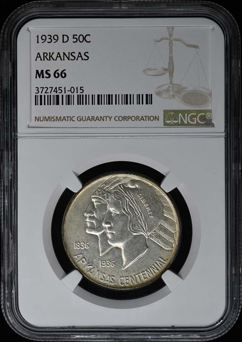 1939-D Arkansas Silver Half Dollar NGC MS66 Commemorative Coin (1 of 4)