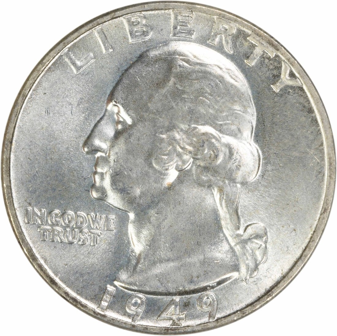 1949 Silver 25C Washington Quarter Choice Brilliant Uncirculated Uncertified: 1949 Silver 25C Washington Quarter Choice Brilliant Uncirculated Uncertified This is a 1949 Washington Quarter from the United States, composed of silver. The coin is uncertified and in uncirculated,
