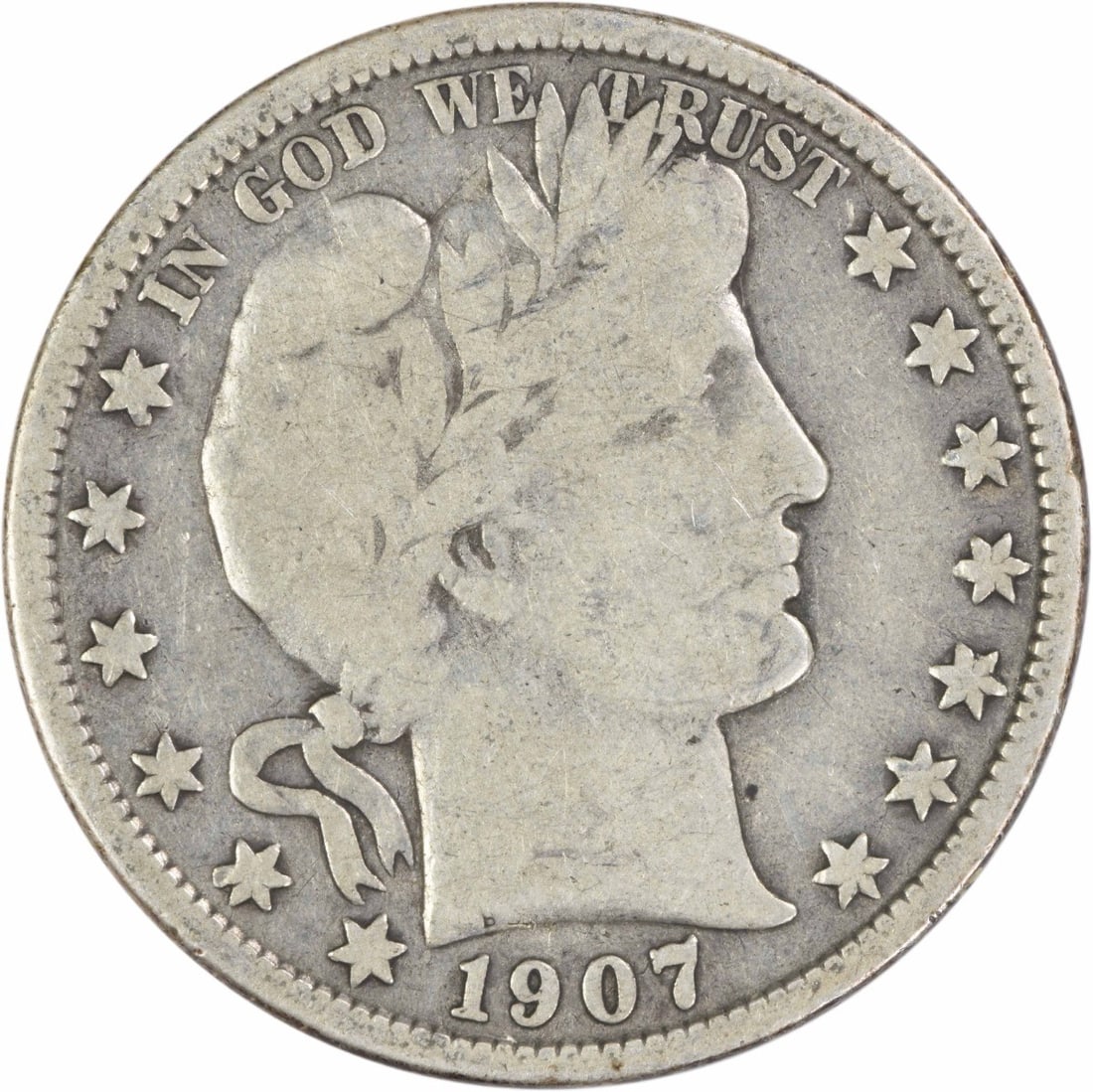 1907-O Barber 50C Silver Coin from New Orleans Mint Uncertified (1 of 2)