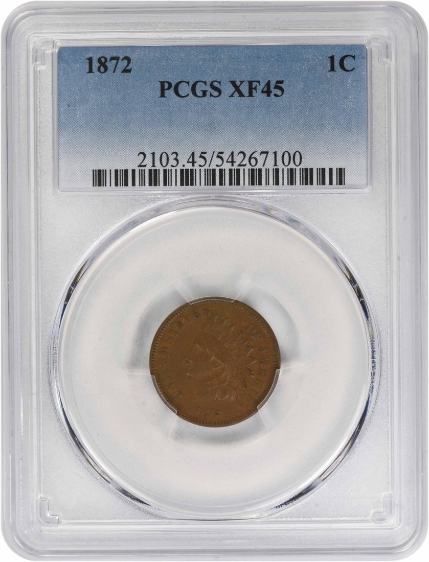 PCGS EF45 1872 Indian Head Small Cent United States Copper Coin (1 of 2)