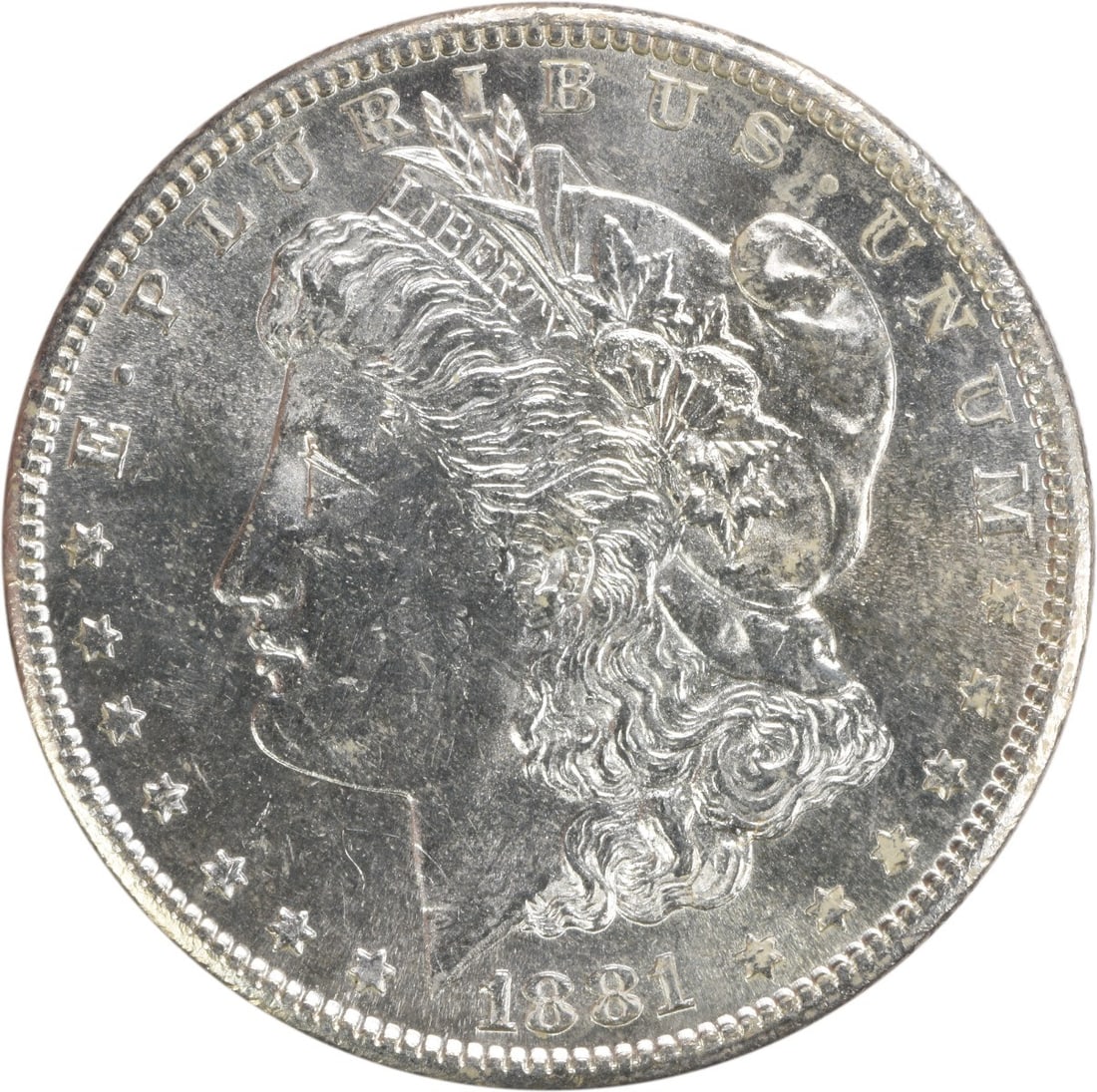 1881-S Morgan Silver Dollar BU Uncertified Coin: 1881-S Morgan Silver Dollar BU Uncertified Coin This 1881-S Morgan Silver Dollar is in brilliant uncirculated (BU) condition, showcasing the classic design and beauty of this iconic coin. Struck from