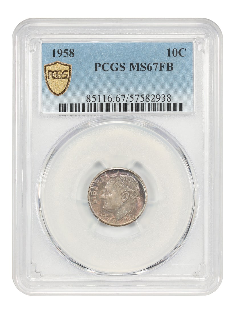 1958 PCGS MS67FB Roosevelt Dime with Full Bands (1 of 4)