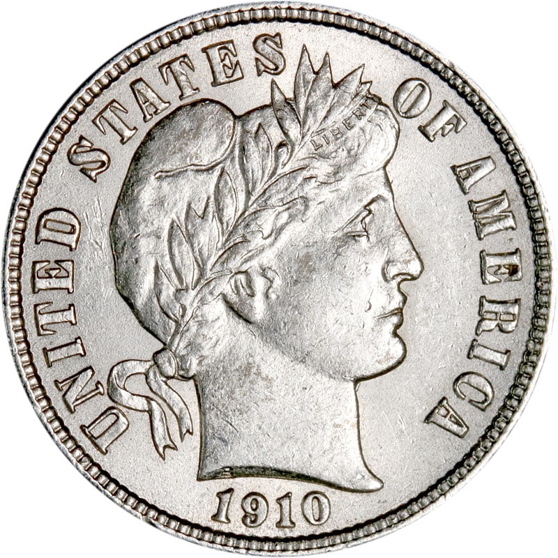 1910 Silver Dime Barber Series Philadelphia Mint United States (1 of 2)