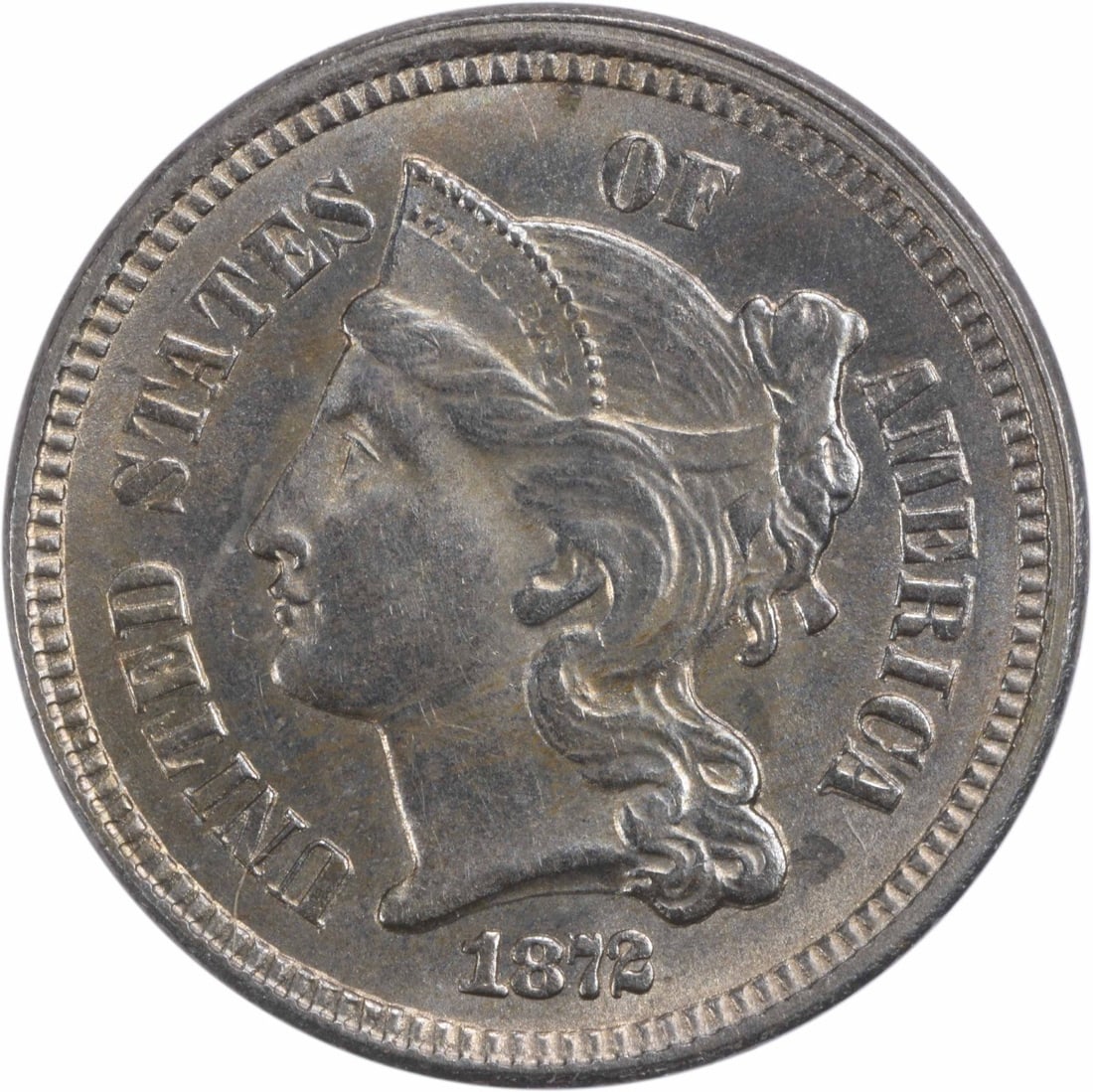 1872 Three Cent Nickel Choice BU Uncertified KM 95 (1 of 2)