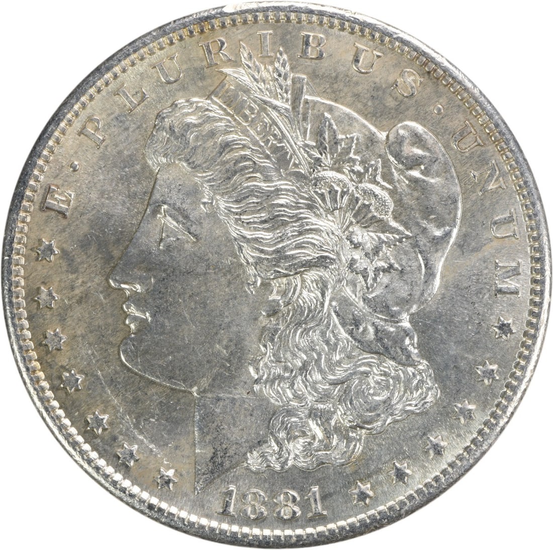 1881-S Morgan Silver Dollar Choice Brilliant Uncirculated Silver Coin: 1881-S Morgan Silver Dollar Choice Brilliant Uncirculated Silver Coin This 1881-S Morgan Silver Dollar is an exceptional find for collectors, showcasing its uncirculated condition. Struck in silver, t