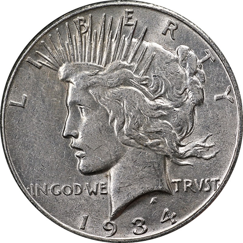 1934-S Peace Dollar Choice AU Key Date Silver Coin (1 of 2)
