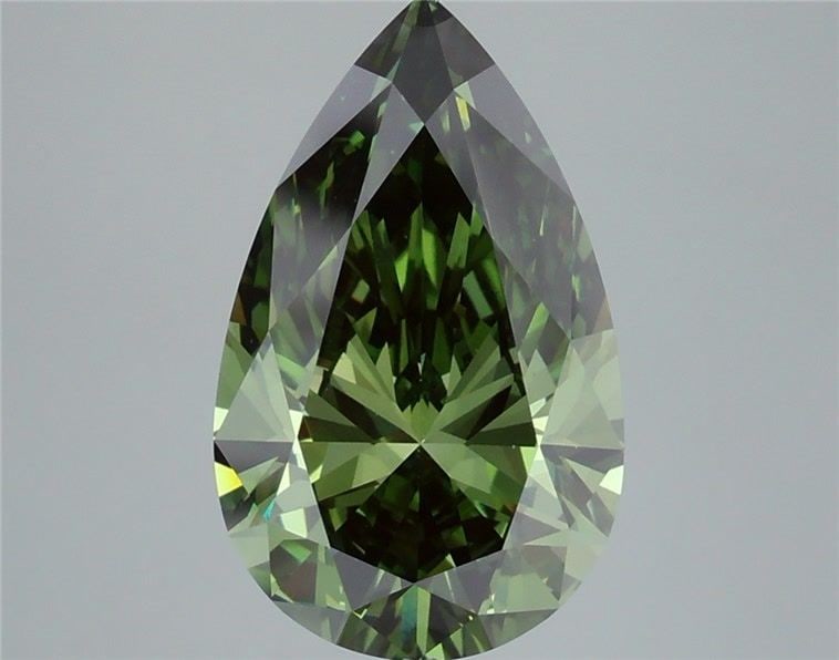 Loose Diamond - PEAR 5.35ct Fancy Vivid Green VVS2: Loose Diamond - PEAR 5.35ct Fancy Vivid Green VVS2 Source: This is a real non-mined Diamond that has been grown in a lab Shape: PEAR Carats: 5.35 Color: Fancy Vivid Green Certification: IGI Video:
