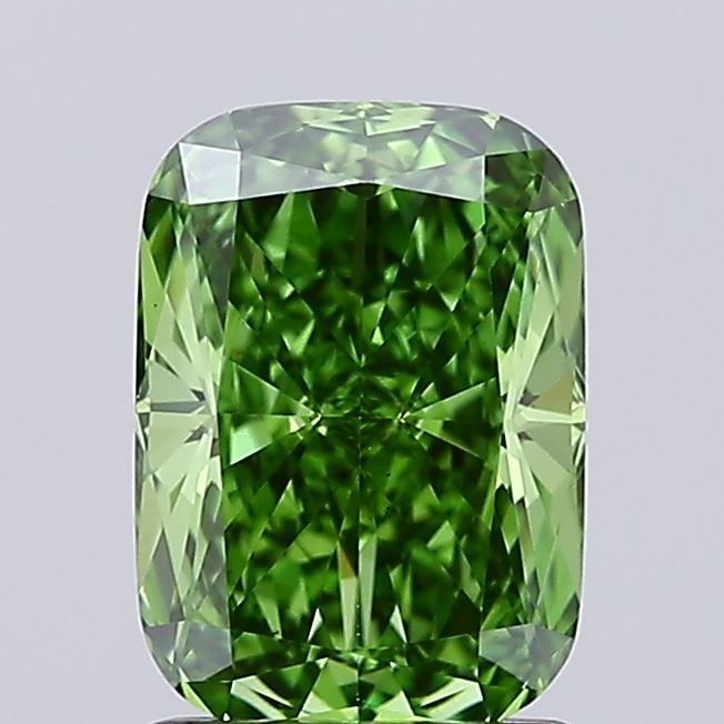 Loose Diamond - CUSHION MODIFIED 1.58ct Fancy Vivid Green VS1: Loose Diamond - CUSHION MODIFIED 1.58ct Fancy Vivid Green VS1 Source: This is a real non-mined Diamond that has been grown in a lab Shape: CUSHION MODIFIED Carats: 1.58 Color: Fancy Vivid Green Certif