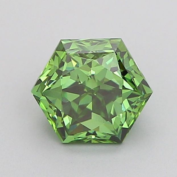 Loose Diamond - HEXAGONAL 1.03ct Fancy Vivid Green VS1: Loose Diamond - HEXAGONAL 1.03ct Fancy Vivid Green VS1 Source: This is a real non-mined Diamond that has been grown in a lab Shape: HEXAGONAL Carats: 1.03 Color: Fancy Vivid Green Certification: IGI