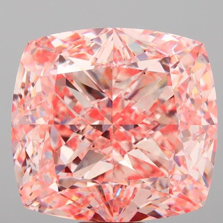 Loose Diamond - CUSHION MODIFIED 27.29ct Fancy Intense Pink VS2: Loose Diamond - CUSHION MODIFIED 27.29ct Fancy Intense Pink VS2 Source: This is a real non-mined Diamond that has been grown in a lab Shape: CUSHION MODIFIED Carats: 27.29 Color: Fancy Intense Pink Ce