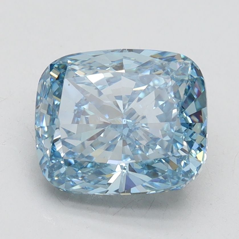Loose Diamond - CUSHION BRILLIANT 2.43ct Fancy Vivid Blue VS2: Loose Diamond - CUSHION BRILLIANT 2.43ct Fancy Vivid Blue VS2 Source: This is a real non-mined Diamond that has been grown in a lab Shape: CUSHION BRILLIANT Carats: 2.43 Color: Fancy Vivid Blue Certif