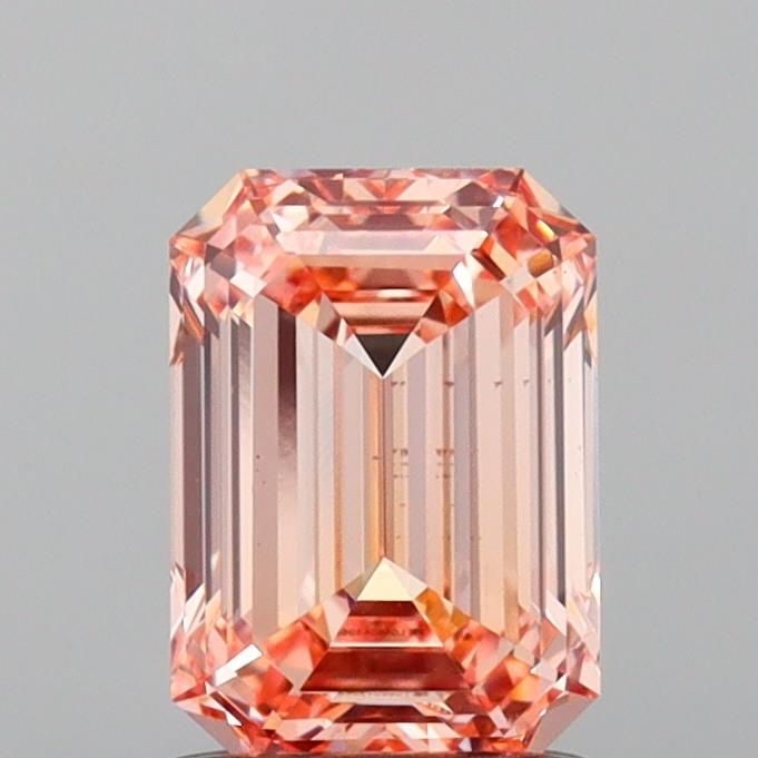 Loose Diamond - EMERALD 1.21ct Fancy Intense Orange Pink VS2: Loose Diamond - EMERALD 1.21ct Fancy Intense Orange Pink VS2 Source: This is a real non-mined Diamond that has been grown in a lab Shape: EMERALD Carats: 1.21 Color: Fancy Intense Orange Pink Certific