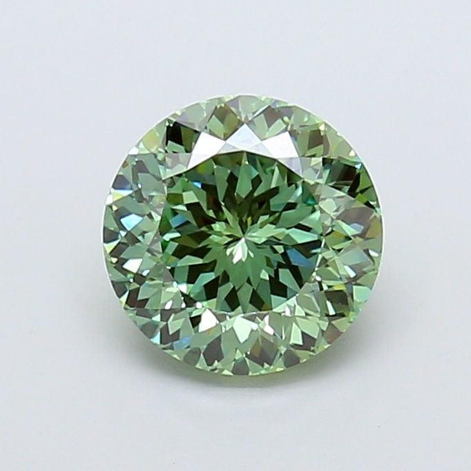 Loose Diamond - ROUND 2.09ct Fancy Vivid Green VVS2: Loose Diamond - ROUND 2.09ct Fancy Vivid Green VVS2 Source: This is a real non-mined Diamond that has been grown in a lab Shape: ROUND Carats: 2.09 Color: Fancy Vivid Green Certification: IGI Video: