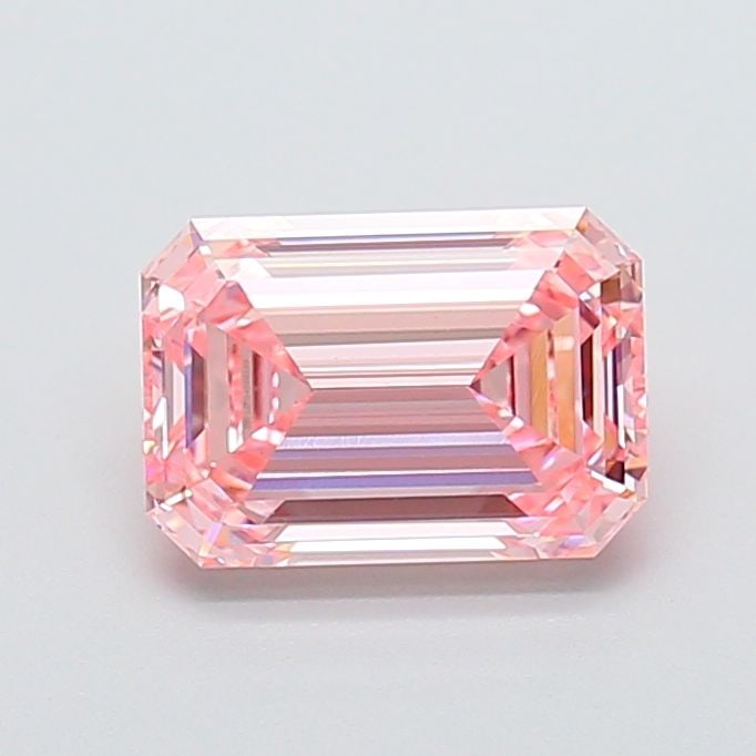 Loose Diamond - EMERALD 2.1ct Fancy Vivid Pink VS1: Loose Diamond - EMERALD 2.1ct Fancy Vivid Pink VS1 Source: This is a real non-mined Diamond that has been grown in a lab Shape: EMERALD Carats: 2.1 Color: Fancy Vivid Pink Certification: IGI Video: